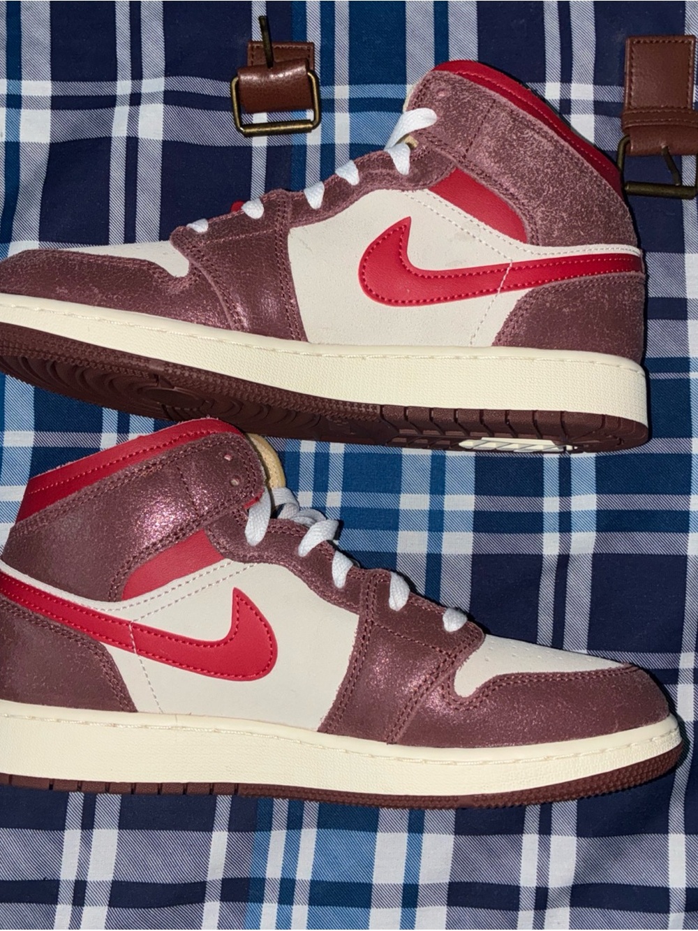 Nike Men’s High-Top Athletic Shoes in Cream, Red, and Brown